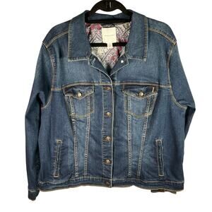 America Blue VTG Denim Jacket With Floral Interior